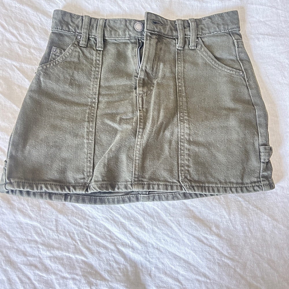 Stradivarius Tan Green Mini Pencil Cargo Skirt